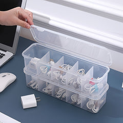 Desktop Plastic Cable Storage Box with Flip Cover