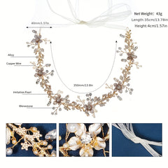 Flower Charm Rhinestone Headband Bridal Wedding Hair Accessory