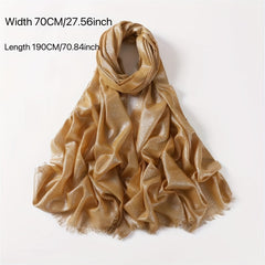 Glitter Scarf Hijab Frayed Edge Shawl Turban Headscarf
