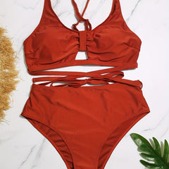Self-tie Bra & Panty Swimsuit Two Piece Set