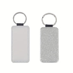 10pcs Sublimation Keychain PU Leather Heat Transfer Keyring Rectangle