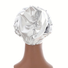 Silvery Hot Stamping Turbans Three Layer Head Wraps Twist Braid Hijab Cap
