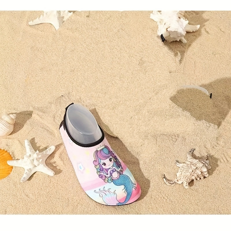 Cartoon Mermaid Water Shoes for Girls, Quick Dry Lightweight