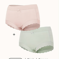 2 Pack Plus Size Seamless High Waisted Ruffle Trim Modal Briefs Set