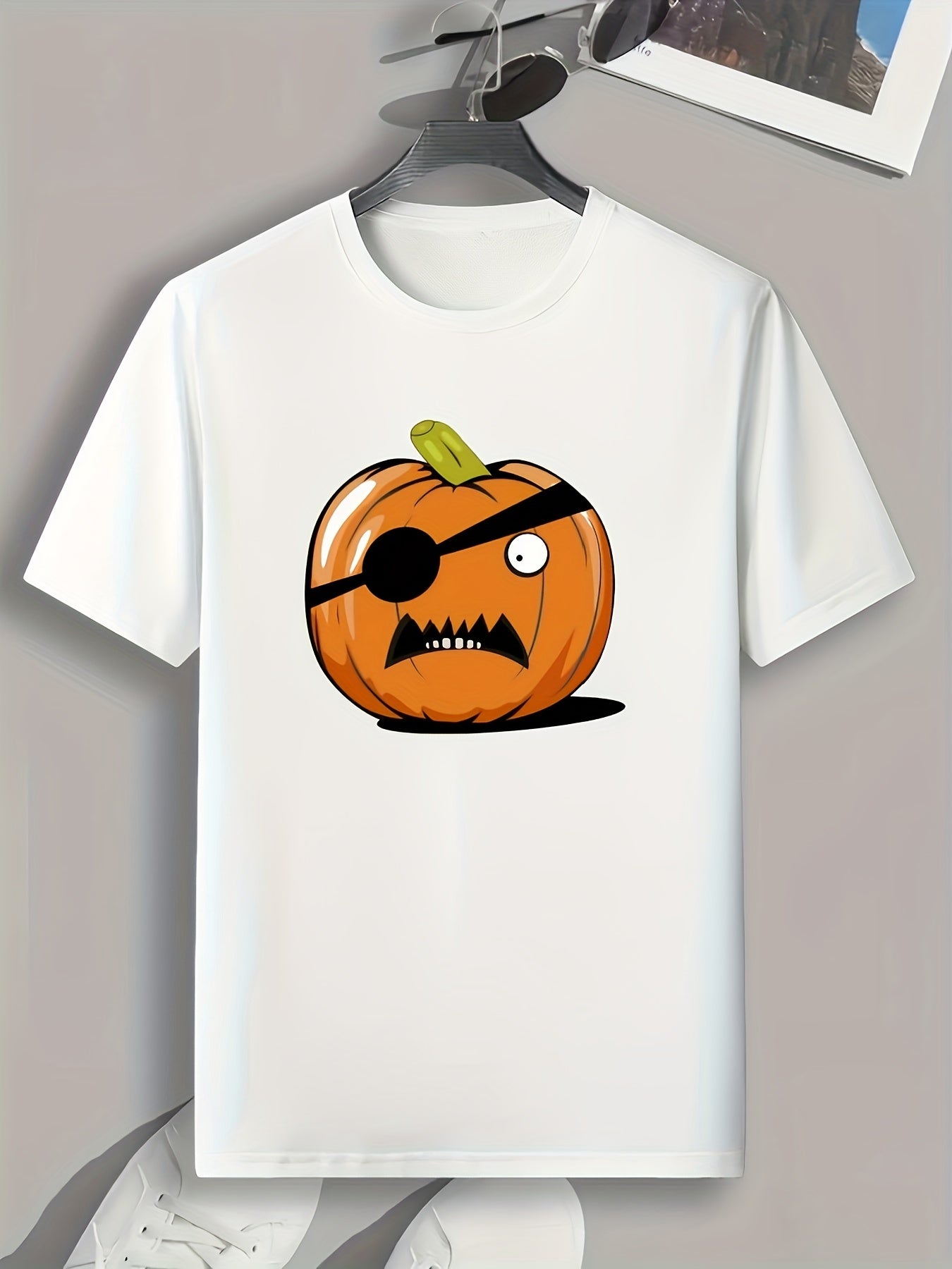 Halloween Pumpkin Print Men's Graphic T-shirt Casual Comfy Tees