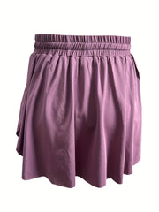 Solid Drawstring Waist Skorts Casual Skorts For Summer