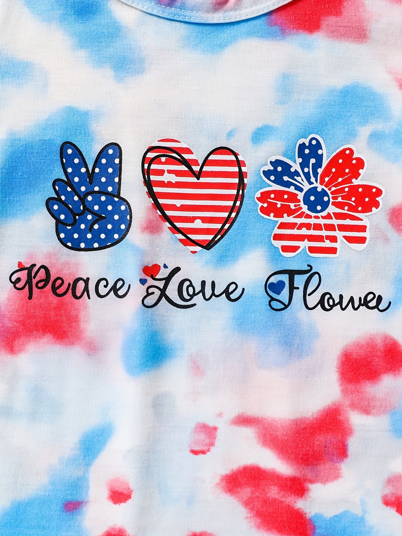 2pcs Toddler Girls Gesture Flowers Tie Dye T Shirts & Track Shorts Set