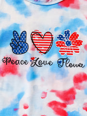 2pcs Toddler Girls Gesture Flowers Tie Dye T Shirts & Track Shorts Set
