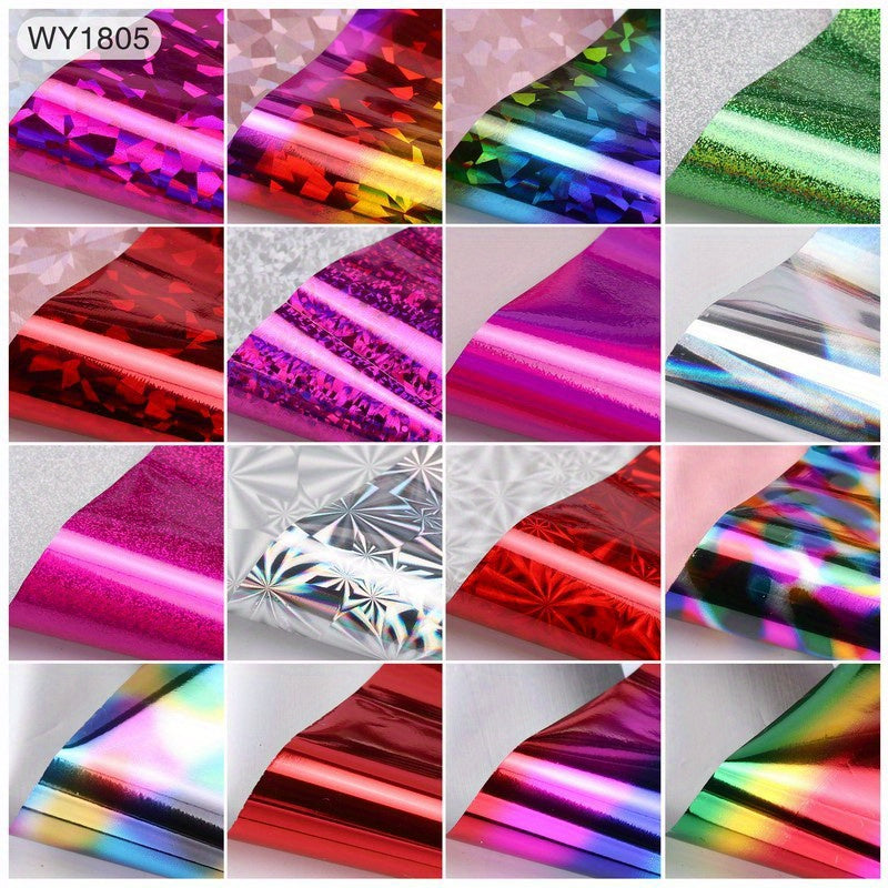 16 Sheets Nail Art Foil Transfer Set Paper Manicure Starry Nail Stickers