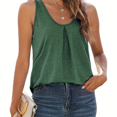 Pleated Tank Top Sleeveless Casual Summer Women's Clothing