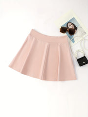Solid High Waist Mini Skirt Sexy Skater Skirt Women's Clothing