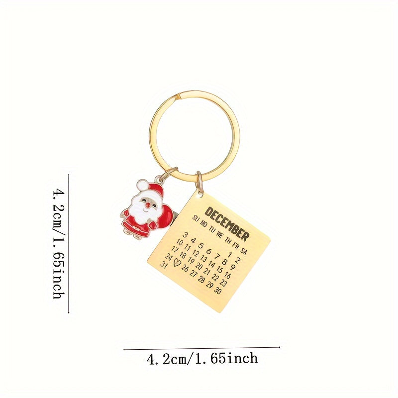 Santa Claus Christmas Calendar Key Chain Bag Purse Car Key Pendant Gift