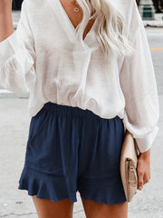 Minimalist Ruffle Trim High Waist Shorts for Summer