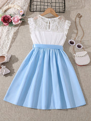 Girls Lace Ruffle Sleeve Dress Holiday Summer