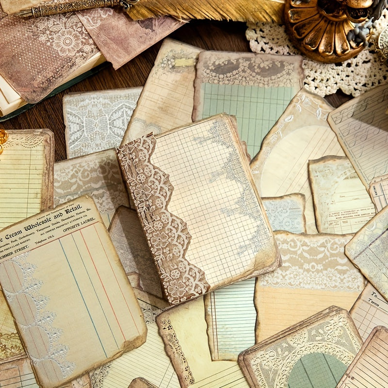 50pcs Vintage Stationery Plants Paper Collage Material