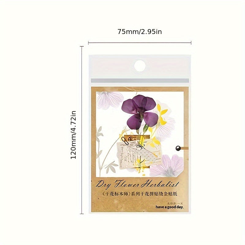 30pcs Literary Flower Bronzing Stickers for Romantic Decoration