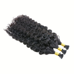 50g Natural Deep Curly I Tip Hair Extensions Brazilian Human Hair 45-72-66-04 Cm