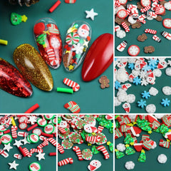 Christmas Polymer Clay Slices For Resin Mold Filler Xmas Snowflakes Santa Slime