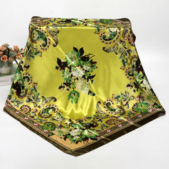 Flower Print Satin Shawl Silk Square Scarf Bandana Windproof Head Wrap