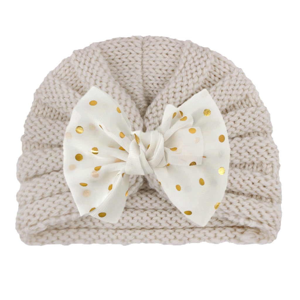 Kids' Knitted Winter Hat with Bow Breathable Hand Wash