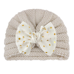 Kids' Knitted Winter Hat with Bow Breathable Hand Wash