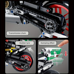 803pcs Red Racing Car Assembled With Mechanical Parts Collection Gift
