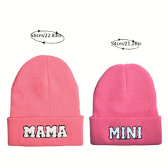 Parent Child Hat Mama Mini Letter Embroidery Woolen Knitted Hat