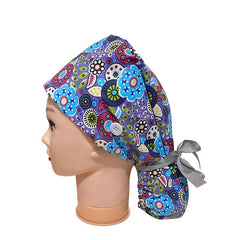 Vintage Floral Print Work Cap Adjustable Scrub Cap Nurse Hats
