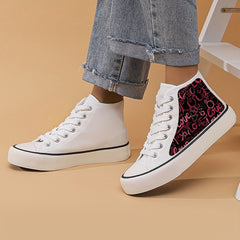 Girls' High Top Heart Pattern Skate Shoes Non Slip Lace Up Sneakers