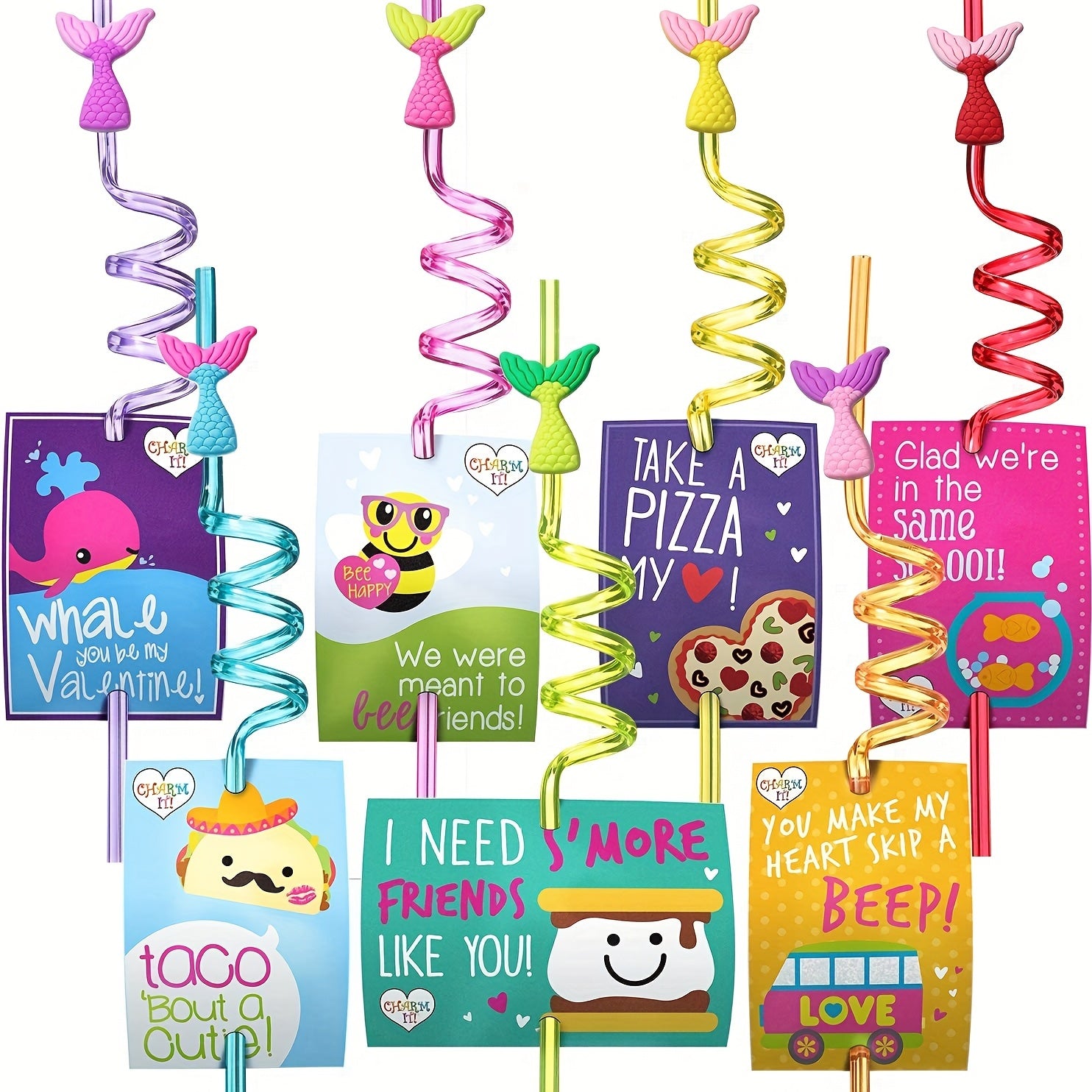 21pcs Mermaid Tail Straws + 2 Cleaning Brushes
