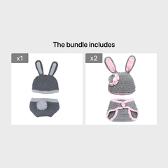Bunny Crochet Knitted Hat Set Newborn Photography Props Infant Outfit