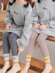 2 Packs Girls' Fleece Jogger Leggings, Warm & Stretchy Tight Pants