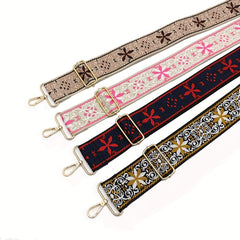 Retro Flower Pattern Bag Strap Replacement Adjustable Shoulder Bag Strap