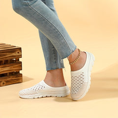 Women's Breathable Knit Mule Sneakers Lightweight Slip On Shoes