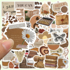 60pcs Brown Stickers DIY Decorative Waterproof Stickers