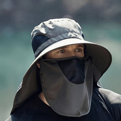 UV Protection Wide Brim Bucket Hat Face Cover Outdoor Sunscreen Hat