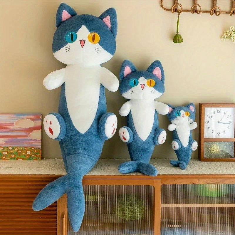 Shark Cat Plush Toy with Pink Accents Soft Stuffed Animal