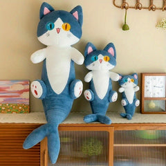 Shark Cat Plush Toy with Pink Accents Soft Stuffed Animal