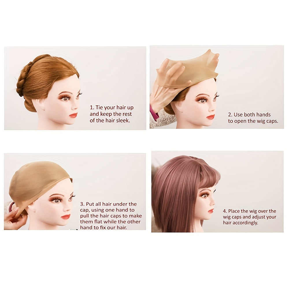2PCS Non Slip Stretchy Nylon Stocking Wig Caps For Women