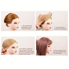 2PCS Non Slip Stretchy Nylon Stocking Wig Caps For Women