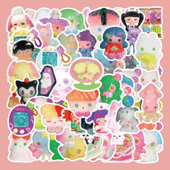 56pcs Cartoon Clay Head Stickers for DIY Decorations