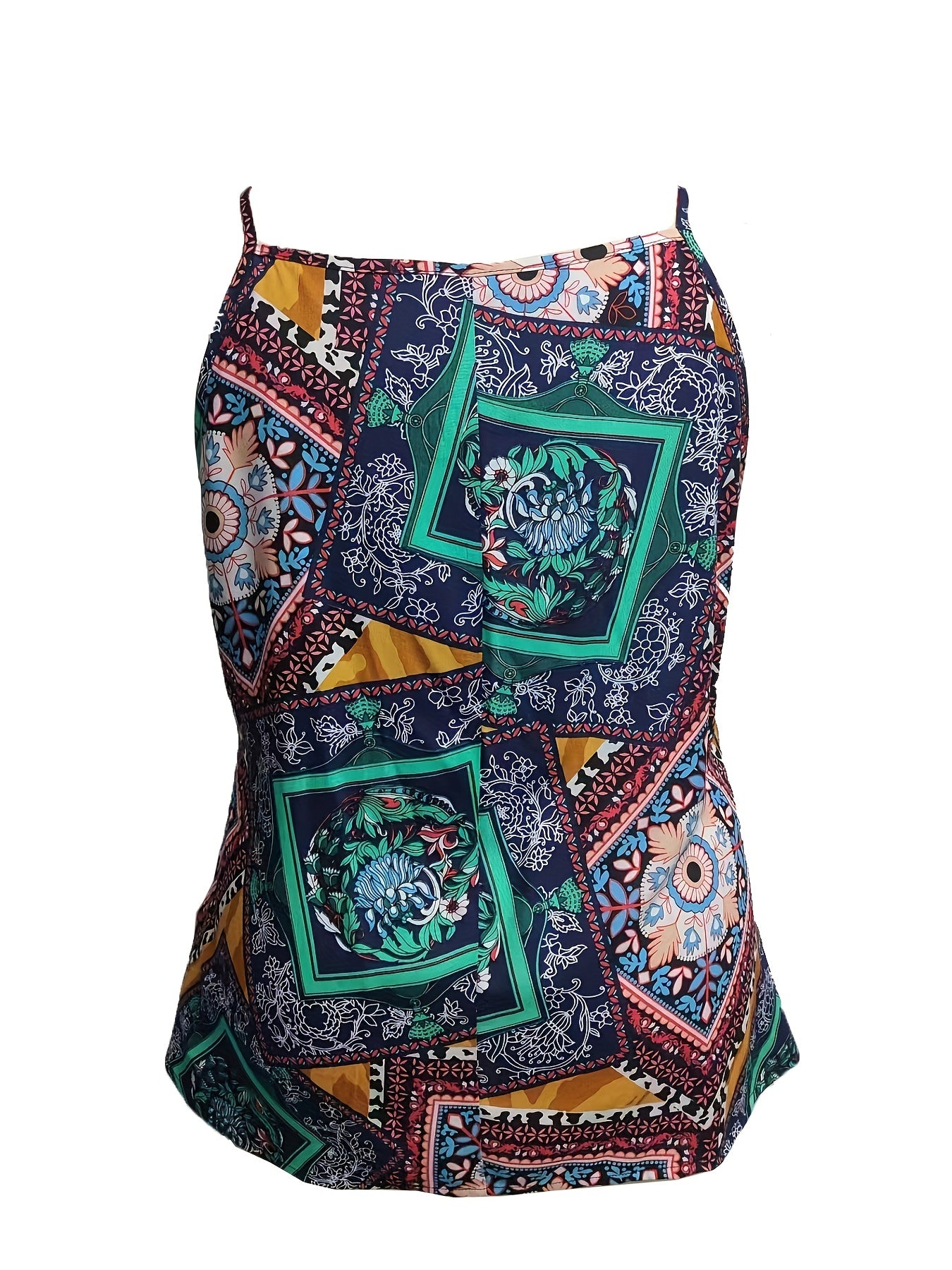 Boho Cami Top Women's Plus Plain Print Round Neck Comfy Cami