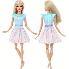Doll Striped Skirt Dress Casual Party Outfit for 29 Dolls with Polyester Fiber