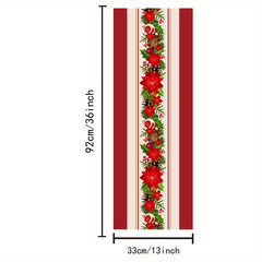 1pc Merry Christmas Table Runner Red Bell Printed Holiday Desktop Decoration