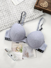 Letter Straps Push Up Bra Comfy & Casual Women's Lingerie