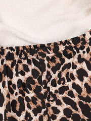 Leopard Print Flare Pants with Ruffle Trim for Girls