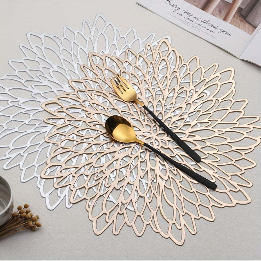 Round Placemat Hollow Coasters Lace Bronzing Marble Table Mat Large Coaster