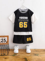 Boys Casual Outfit Round Neck T shirt & Shorts Set, Size 65