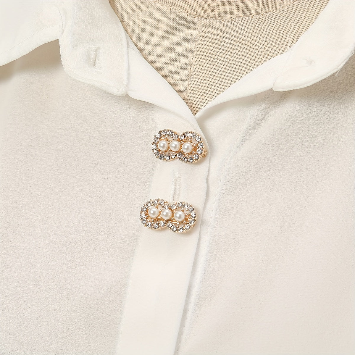 Boho Rhinestone Pins Wrist Pins Silky Scarf Fixed Buckles Dress Shirt Brooches