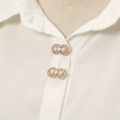 Boho Rhinestone Pins Wrist Pins Silky Scarf Fixed Buckles Dress Shirt Brooches